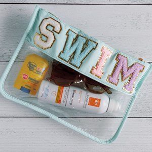 CHENILLE LETTER CLEAR POUCH - SWIM